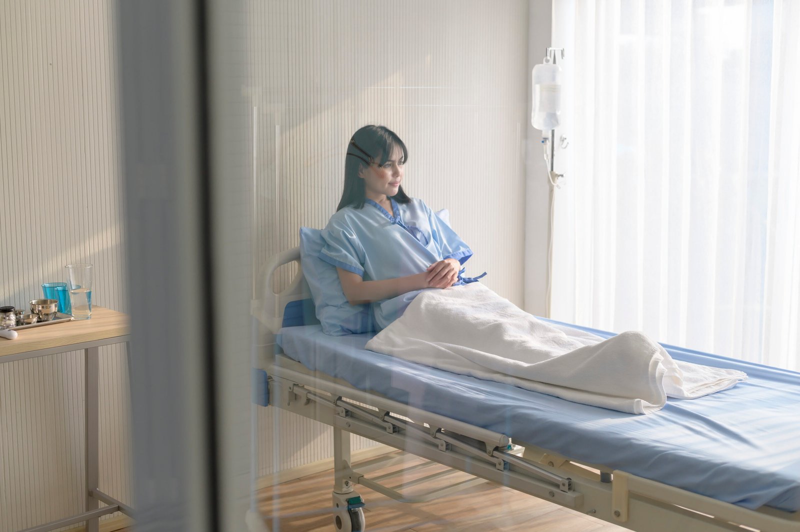 hopeful happy young patient woman hospital healthcare medical concept scaled