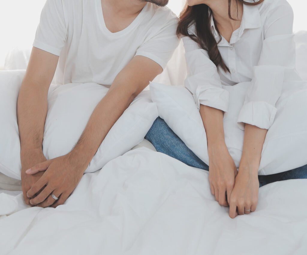 love new couple homecheerful beautiful young couple relexing sofa homeromantict momentin selective focus setup studio shooting