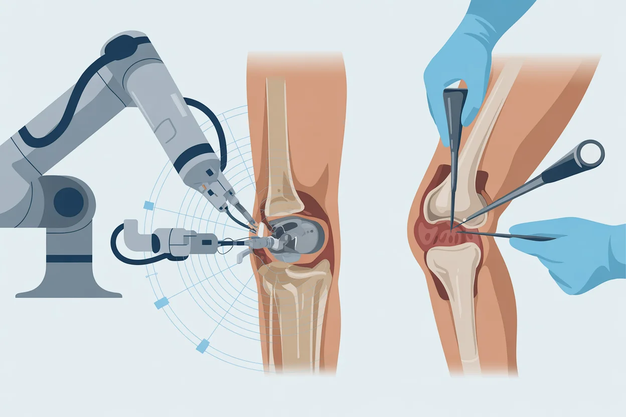 Robotic vs Conventional Knee Replacement: Which Is Right for You? 1 freepik a clean modern medical illustration showing a side 82403