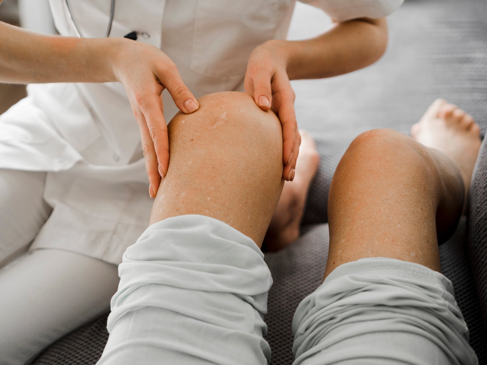 Pain After a Knee Replacement: What Is Normal and How Long It Lasts 1 close up doctor examines patient scaled