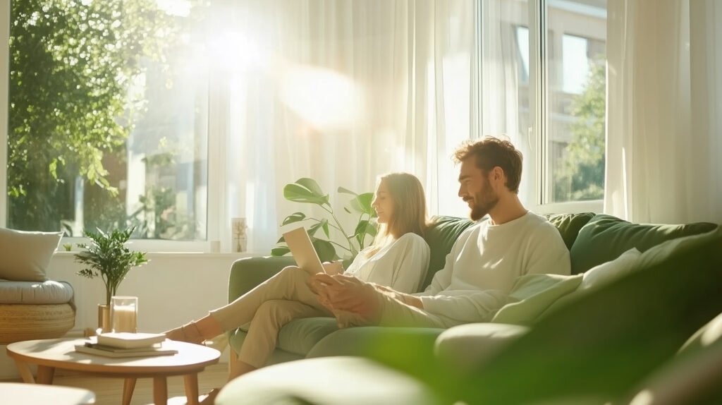 Sex After Knee Replacement: When It's Safe and What Helps 1 couple-enjoying-cozy-afternoon-sunlit-living-room-with-plants-comfortable-furniture
